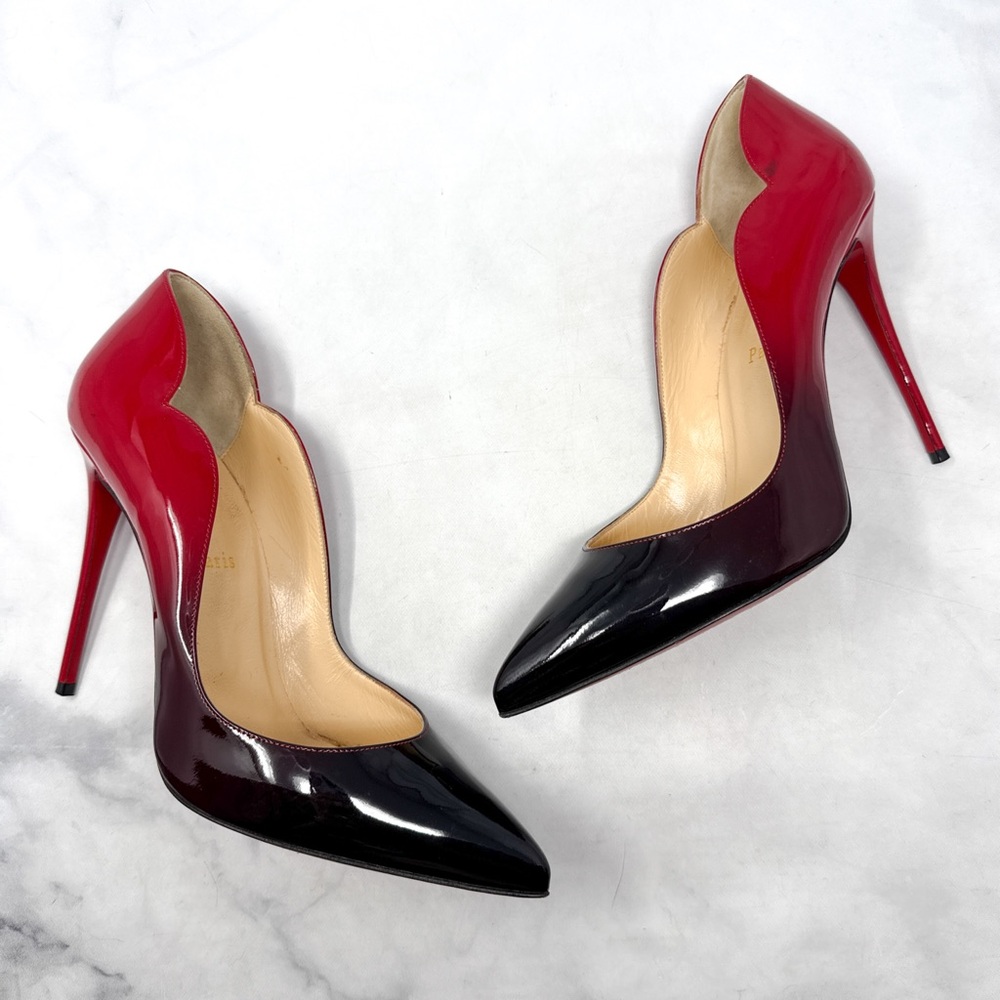 Christian Louboutin Hot Chick Degrade Ombre Patent Leather Pointed Toe Pumps 40